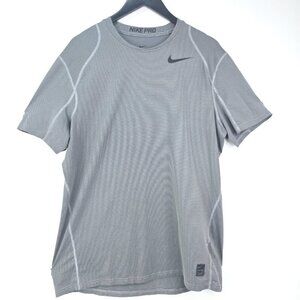 NIKE PRO Combat Grey Black Striped Compression Workout Shirt